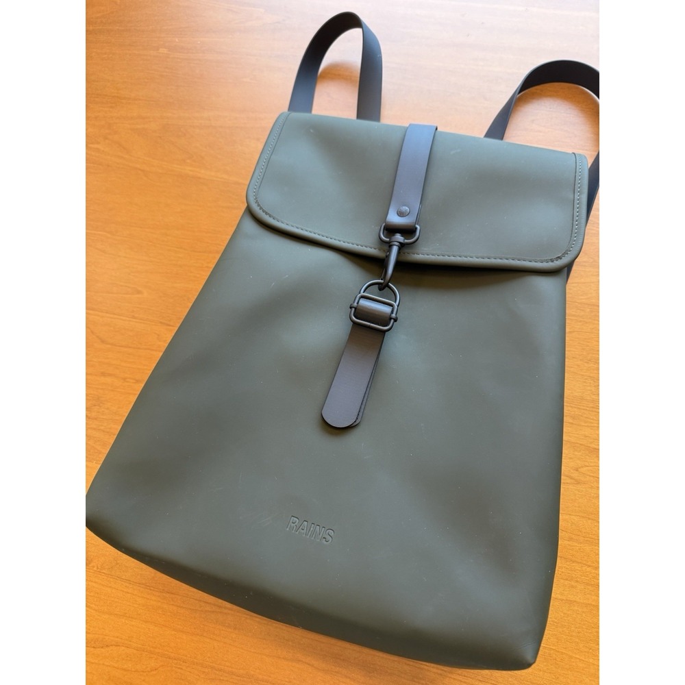 Rains Waterproof Rucksack Back back In Olive - Picture 7 of 8